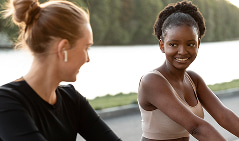 Women sportswear working out outdoors